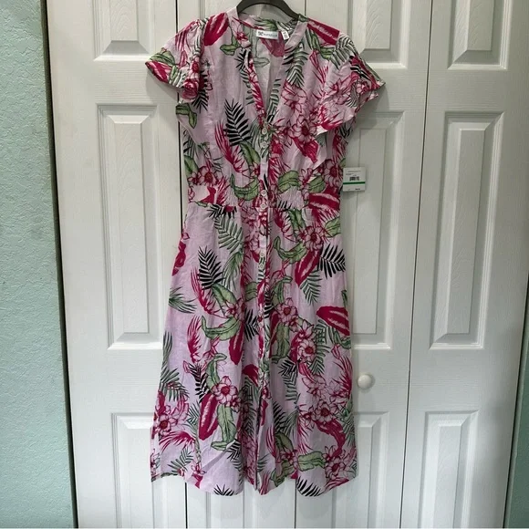 Rafaella Women's Bold Floral Print Flutter Sleeve Dress Rafaella Women's Bold Floral Print Flutter Sleeve Dress